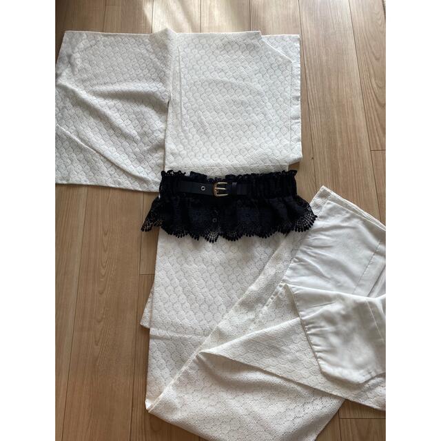 着物 袷小紋 レース 洗える 新品 女性 白