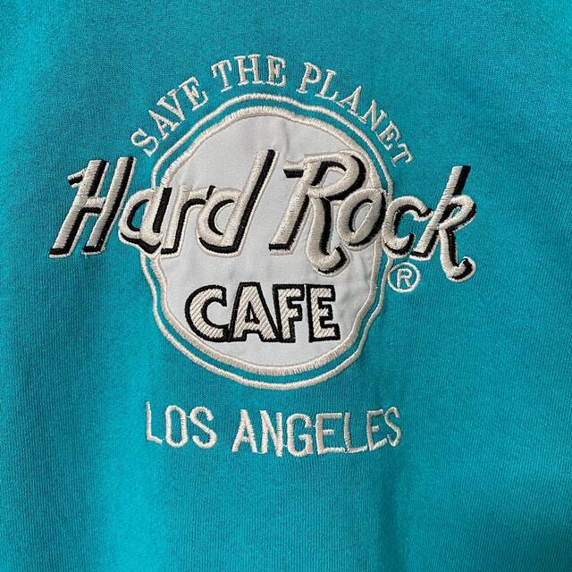 ハードロックカフェ スウェットトレーナー刺繍ロゴ  緑　袖短め　L 5