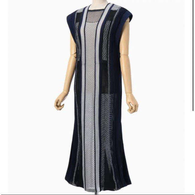 Mame 2020SS Net Stripe Knit Dress Mame 2020SS Net Stripe Knit Dress