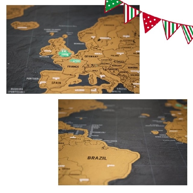 新品　スクラッチマップ 世界地図 ポスター 学習地図 旅行記念日記 エンタメ/ホビーの本(地図/旅行ガイド)の商品写真