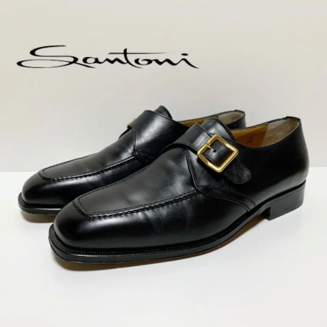 Santoni - 良品 サントーニ スクエアトゥ モンクストラップ シューズ