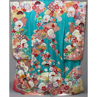 新品正絹祝着京友禅高級手描き染、豪華ボカシ、刺繍入、特選大熨斗宝尽し松竹梅古典文