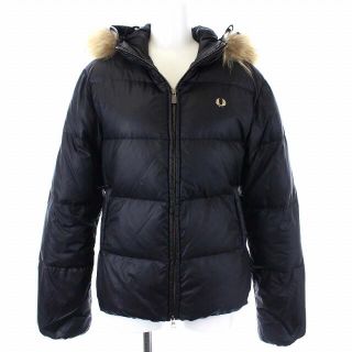 フレッドペリー(FRED PERRY)のフレッドペリー ダウンジャケット ジップアップ フード ラクーンファー M 黒(ダウンジャケット)