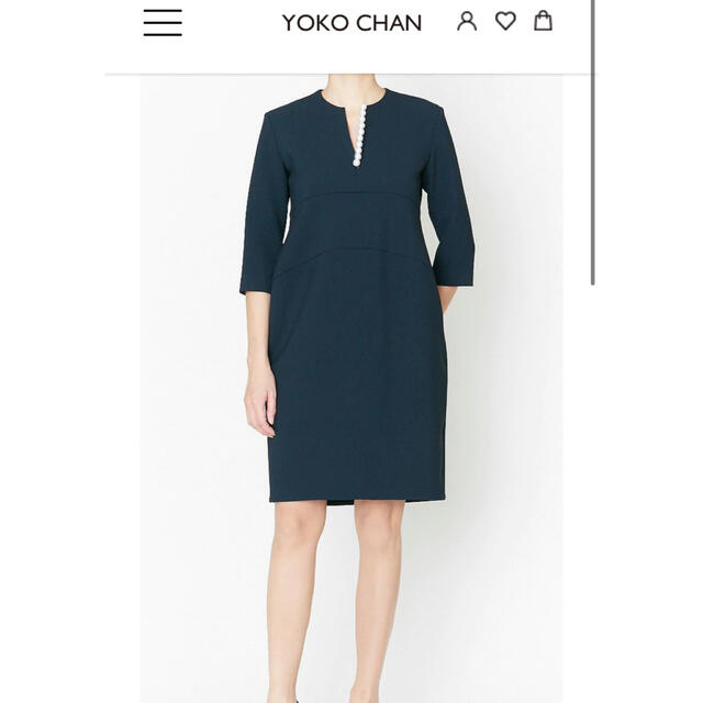 YOKO CHAN ヨーコチャン　ロングスリーブパールスリットラインドレス レディースのワンピース(ひざ丈ワンピース)の商品写真