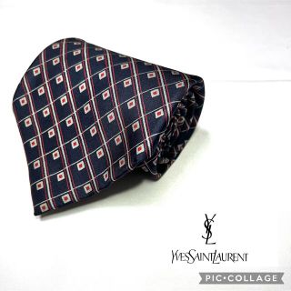 サンローラン(Saint Laurent)の【美品!】イブサンローラン　高級　ネクタイ　総柄　ストライプ　YSL(ネクタイ)