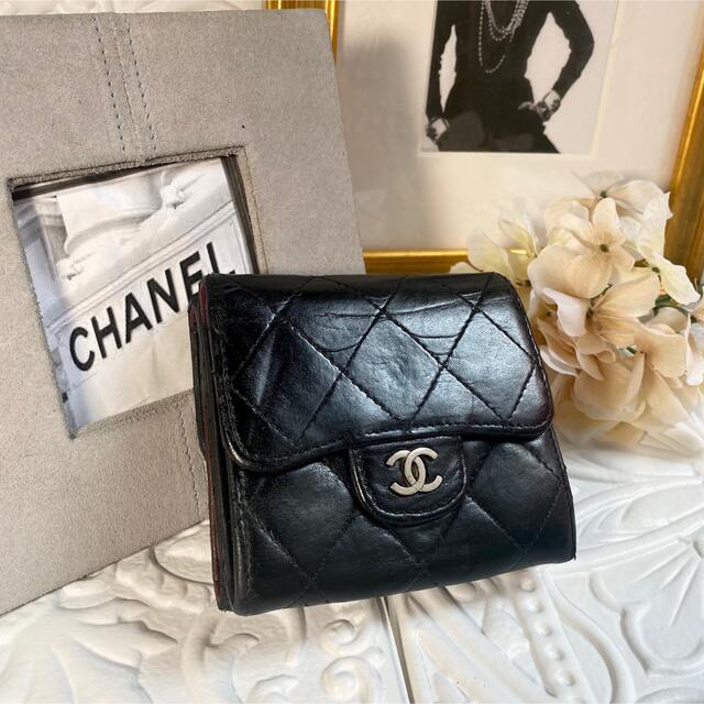 希少　CHANEL マトラッセ　ダブルフラップ　ブラック　黒　正規品　財布