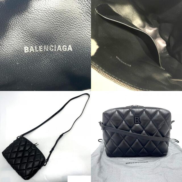 バレンシアガ BALENCIAGA カメラバッグ 600325 ロゴ カバン ミニバッグ ポーチバッグ ショルダーバッグ レザー ブラック 美品