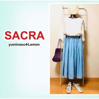 サクラ(SACRA)の【サクラ】✤ リネンスカート ブルー 36 クリーニング済/ビアズリー  イエナ(ロングスカート)