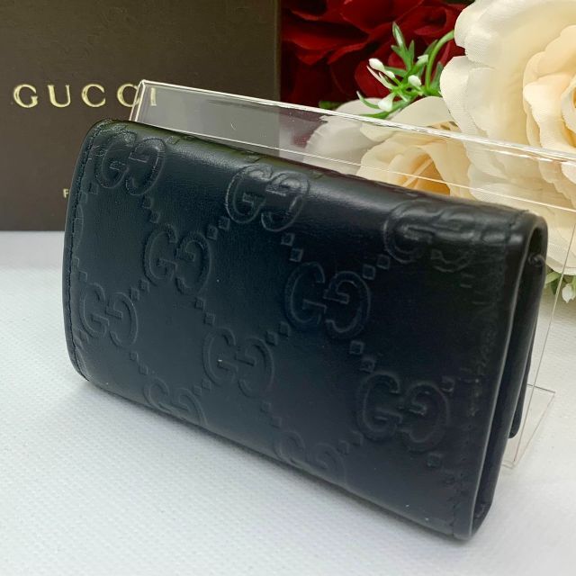 Gucci(グッチ)の美品　Gucci　グッチ　シマ　キーケース　インターロッキング　黒 レディースのファッション小物(キーケース)の商品写真