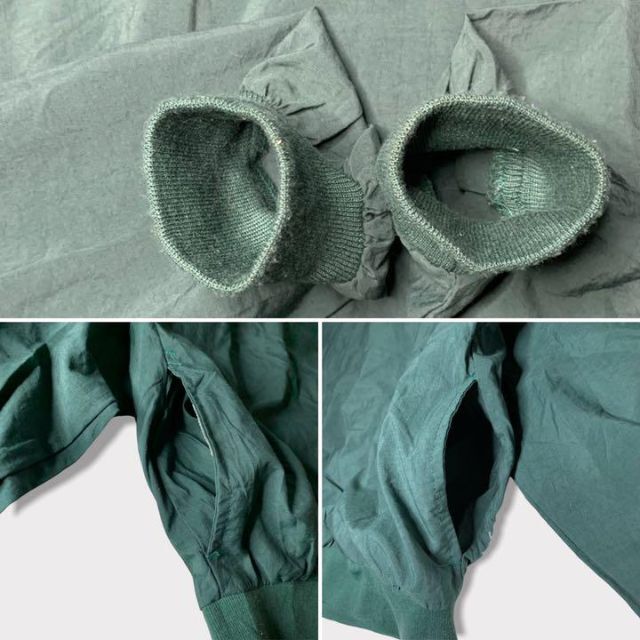 【人気カラー】ナイロンプルオーバー　USA製　ダークグリーン　刺繍ロゴ　ブルゾン