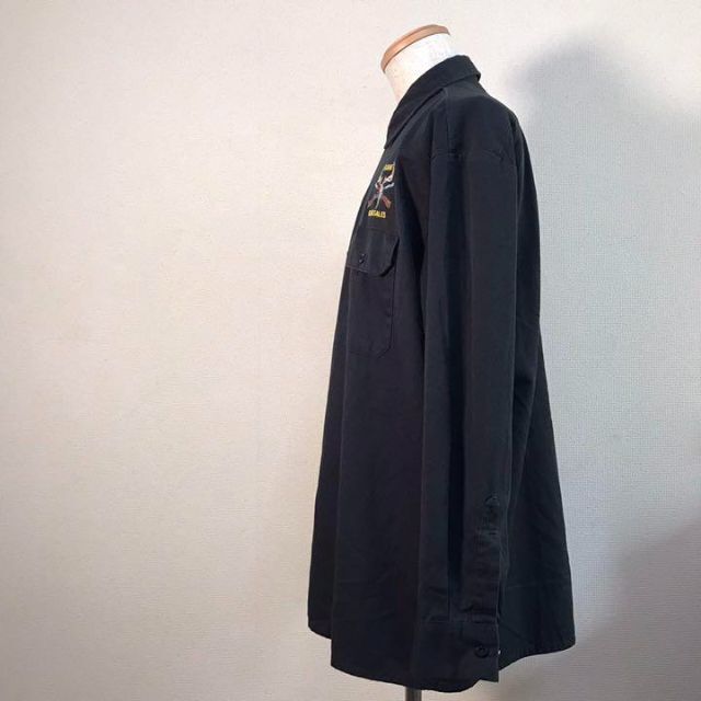 Dickies(ディッキーズ)の【Dickies】ディッキーズ　長袖ワークシャツ　刺繍　ゆるだぼ　L ブラック メンズのトップス(シャツ)の商品写真