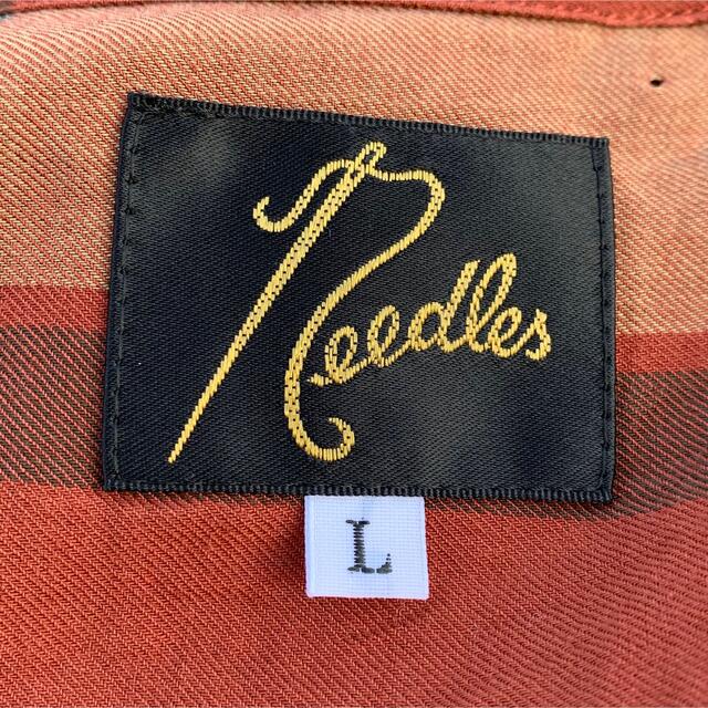 Needles(ニードルス)のNEEDLES チェック柄 オープンカラーシャツ ブラウン 茶  Lサイズ 古着 メンズのトップス(シャツ)の商品写真