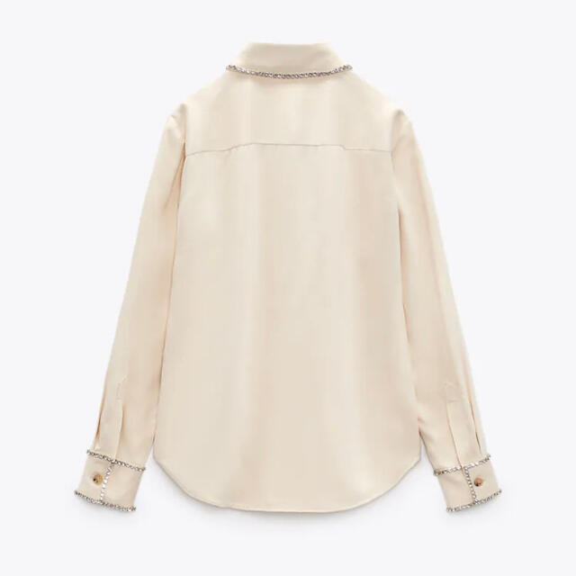 ZARA(ザラ)のZARA希少 ジュエリーシャツ ベージュ M レディースのトップス(シャツ/ブラウス(長袖/七分))の商品写真