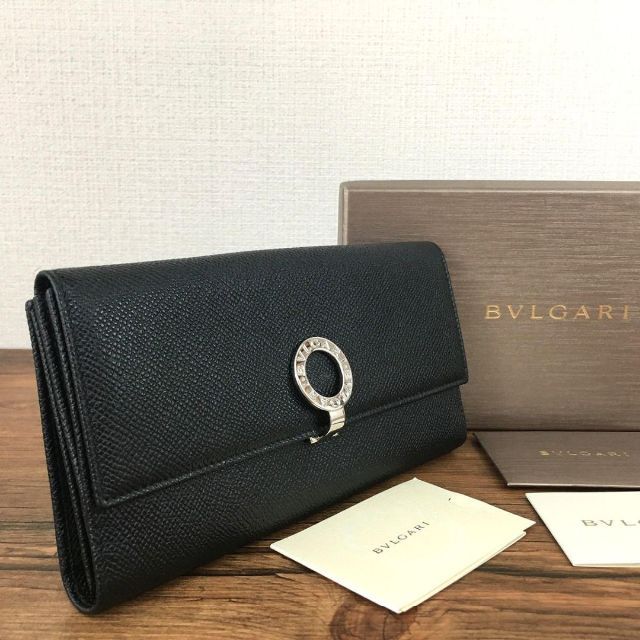 極美品 BVLGARI Wホック財布 ブラック ウォレット 471