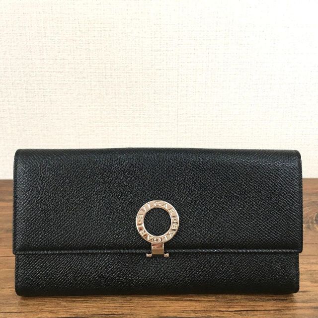 極美品 BVLGARI Wホック財布 ブラック ウォレット 471