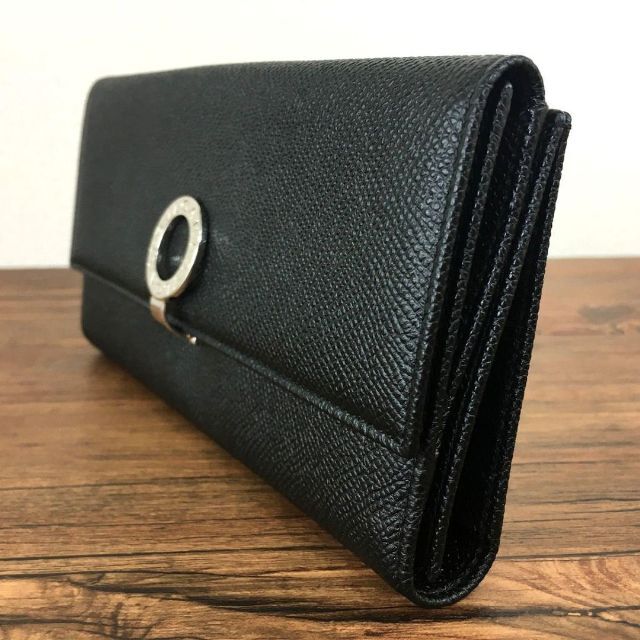 極美品 BVLGARI Wホック財布 ブラック ウォレット 471