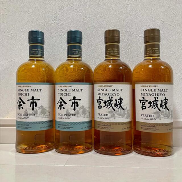 新発売の ニッカ 余市ノンピーテッド700ml×2・宮城峡ピーテッド700ml×2