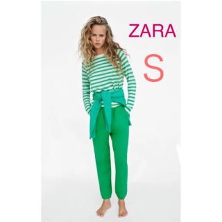 ザラ(ZARA)の新品 ZARA ザラ ジョガーパンツ グリーン 緑 Ｓ(カジュアルパンツ)