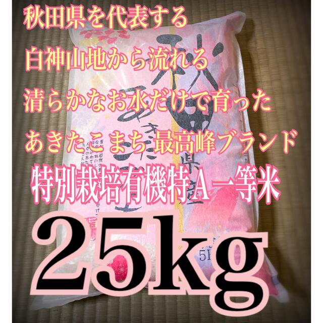 秋田県産 令和3年産 新米あきたこまち２５kg 特別栽培米 有機米 無洗米