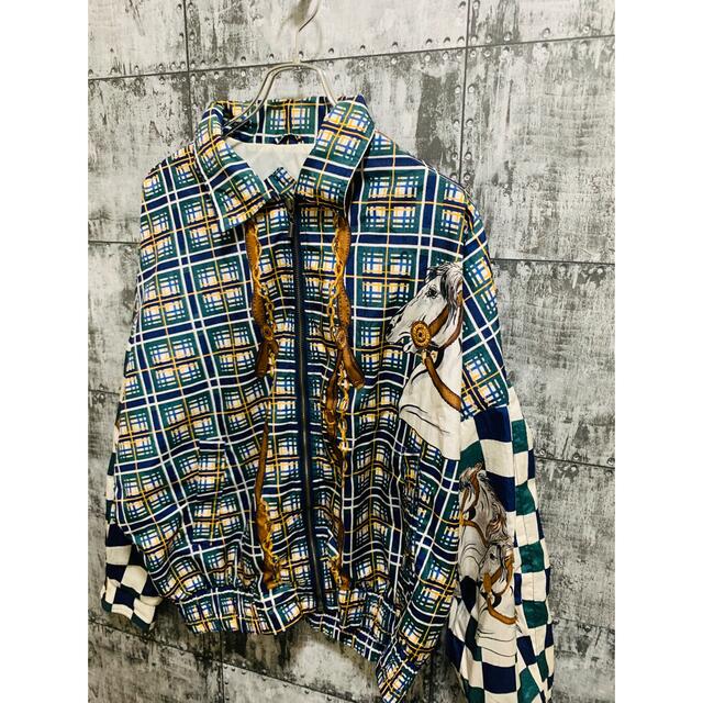 ART VINTAGE - 90s ART アート ナイロンジャケット カバーオール 馬 総