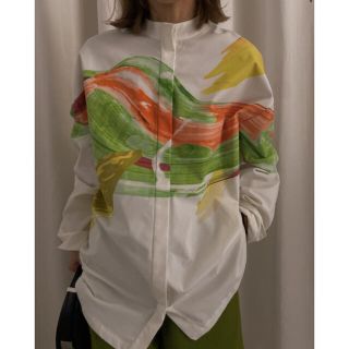 アメリヴィンテージ(Ameri VINTAGE)のAmeri◆2WAY HAILEY WAVE ART SHIRT グリーン(シャツ/ブラウス(長袖/七分))