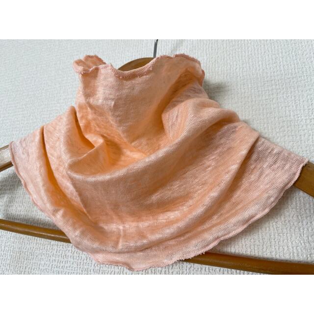 ゆったりリネン麻100%オレンジピンク&スラブ生地シングル手作りネックウォーマー レディースのファッション小物(ネックウォーマー)の商品写真