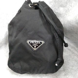 トレフォイル PRADA プラダ 巾着 ポーチ 黒 AJ47 - ecotours-of-oregon.com