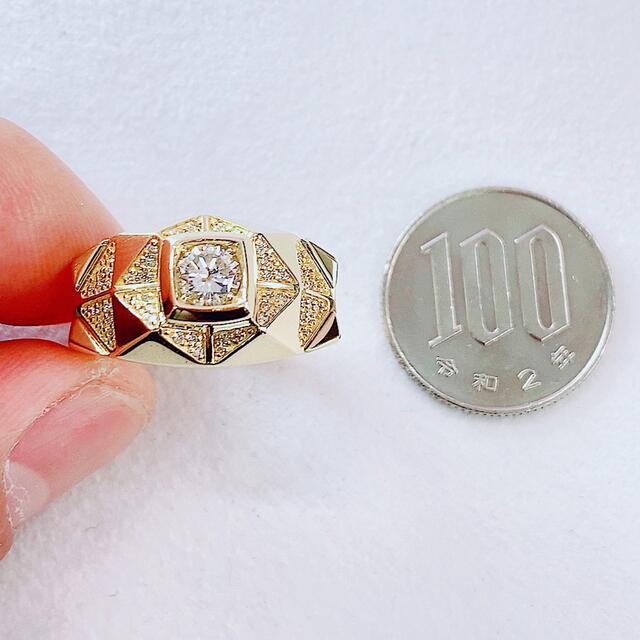 ★0.537ct★✨ダイヤ0.25ctダイヤK10印台ナットパヴェリング指輪 メンズのアクセサリー(リング(指輪))の商品写真