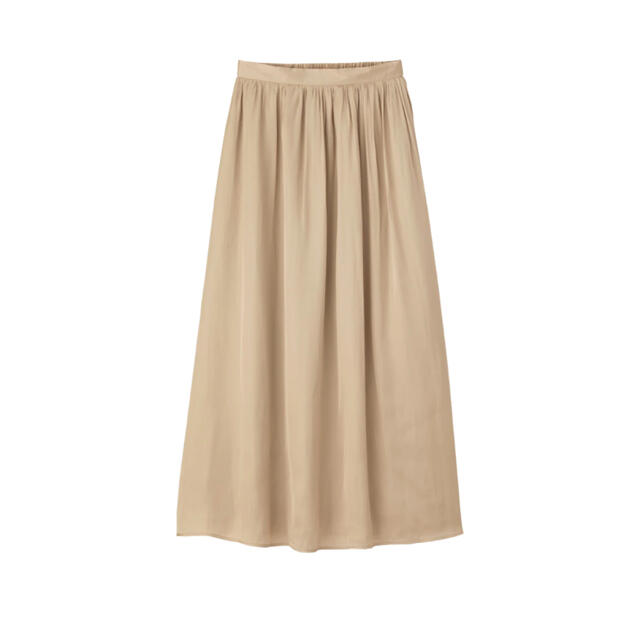 GU(ジーユー)のGU サテンエアリーロングスカート　ベージュ　Sサイズ　春服 レディースのスカート(ロングスカート)の商品写真