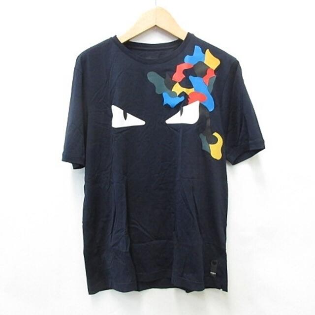 フェンディ FENDI Tシャツ 半袖 丸首 モンスター 綿 ネイビー 紺 58