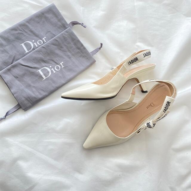 Christian Dior ディオール ハイヒール/パンプス ホワイト ホワイト ディオール スリングバックパンプス J'ADIOR