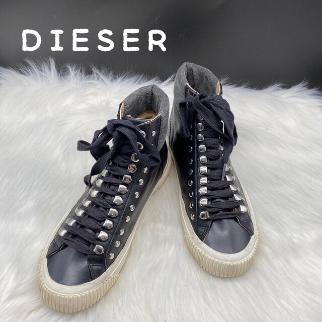 DIESEL(ディーゼル)のディーゼル DIESER 23 スニーカー レザー ハイカット ブラック レディースの靴/シューズ(スニーカー)の商品写真