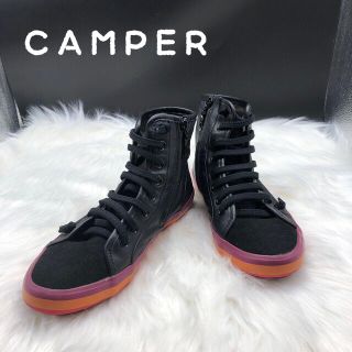 カンペール(CAMPER)のカンペール 24.5 ハイカット スニーカー レザー 39 ブラック(スニーカー)