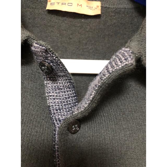 消費税無し ETRO ニットポロ M イタリア製 チャコールグレー エトロ