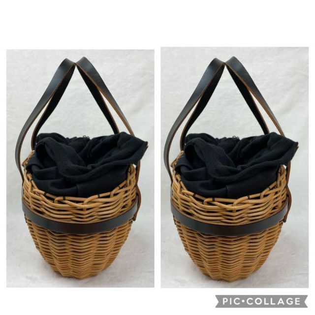 超美品✨ ebagos カゴバッグ トートバスケット レザーハンドル 紅籐編み レディースのバッグ(トートバッグ)の商品写真