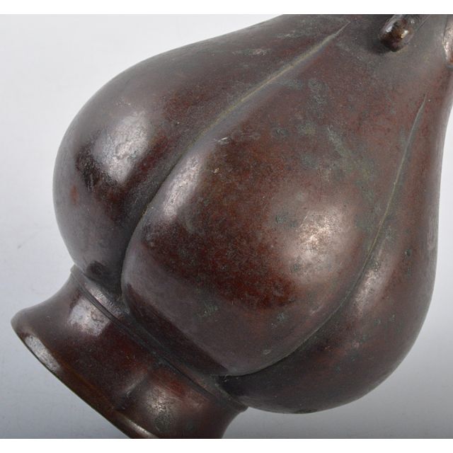中国 古銅宣徳銅 饕餮文瓜稜蕾口瓶 V R4319 美術品/アンティーク