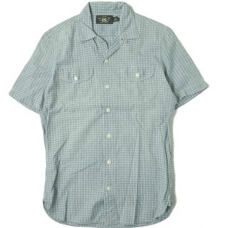 ダブルアールエル(RRL)のRRL ダブルアールエル PLAID-PRINT S/S CAMP SHIRTS チェックプリント キャンプシャツ XS ブルー 半袖 オープンカラー 開襟 Double RL トップス【中古】【RRL】(シャツ)