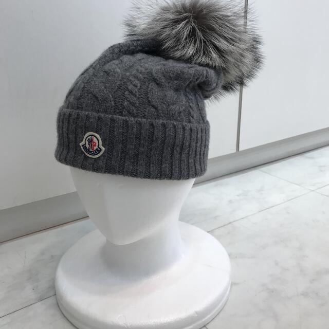 MONCLER - ☆美品☆モンクレール ニット帽 ファー付き ポンポン付 ロゴ ...