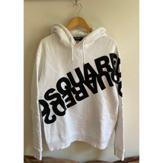 ディースクエアード(DSQUARED2)のDSQUARED2ミラー ロゴ フーデッド スウェット ホワイト パーカー L(パーカー)