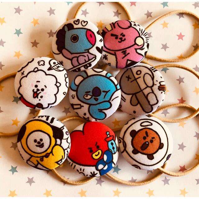 防弾少年団(BTS)(ボウダンショウネンダン)のbt21 キャラクターヘアゴム(♡8本セット) ハンドメイドのアクセサリー(ヘアアクセサリー)の商品写真