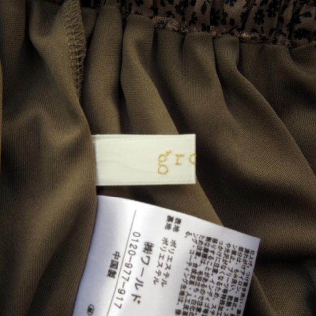 grove(グローブ)のグローブ grove 柄デザインティアードミモレスカート 花柄 M 茶 ブラウン レディースのスカート(ロングスカート)の商品写真
