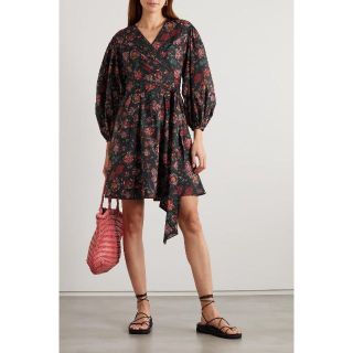 ダイアンフォンファステンバーグ(DIANE von FURSTENBERG)の新品送料無料US6号ダイアンフォンファステンバーグフローラルパフスリーブドレス(ミニワンピース)