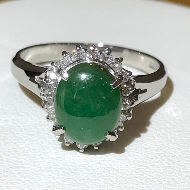 好きに ジュエリーマキ 保証書付き☆ ヒスイ1.66ct&ダイヤリング