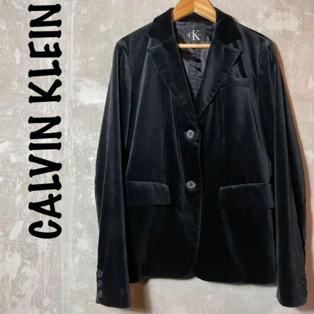 ck Calvin Klein(シーケーカルバンクライン)のCALVIN KLEIN TAILORED JACKET VELOR BLACK レディースのジャケット/アウター(テーラードジャケット)の商品写真