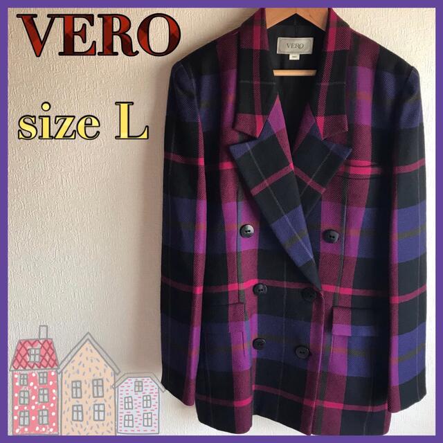 VERO テーラードジャケット　チェック柄　ヴィンテージ レディースのジャケット/アウター(テーラードジャケット)の商品写真