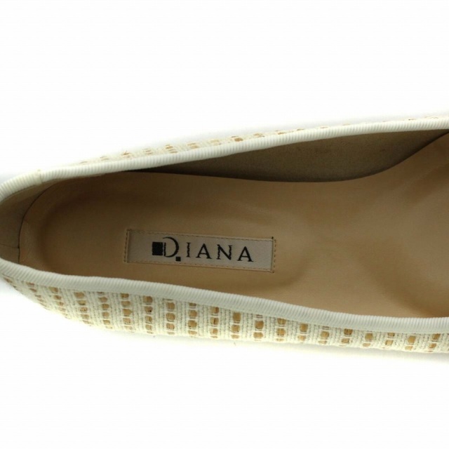 DIANA(ダイアナ)のダイアナ リボン パンプス スクエアトゥ キャンバス 23cm ベージュ 白 レディースの靴/シューズ(ハイヒール/パンプス)の商品写真
