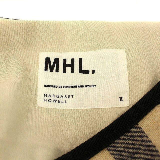 MHL マーガレットハウエル ラップ スカート プリーツ チェック ベージュ