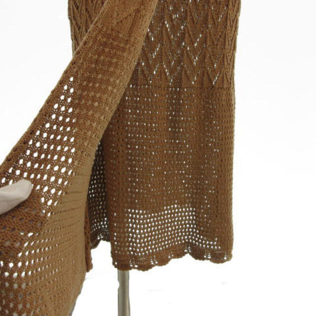 ikka(イッカ)のikka スカート ニット ラップスカート風 透け編み タイト ロング 茶 M レディースのスカート(ロングスカート)の商品写真