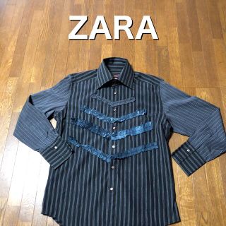 ザラ(ZARA)の美品　ZARA コットン100% デザインシャツ　デカ襟(シャツ)