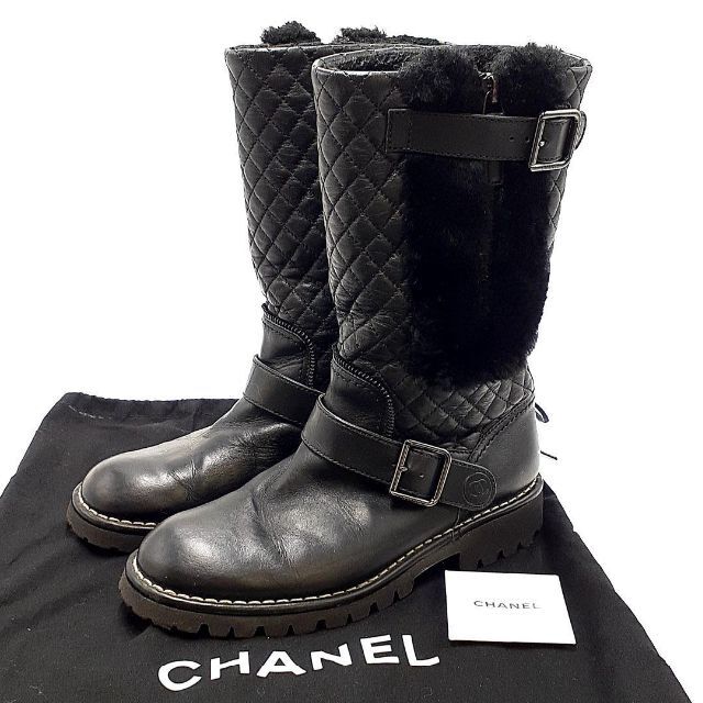 靴/シューズシャネル CHANEL エンジニアブーツ マトラッセ 20-22022893